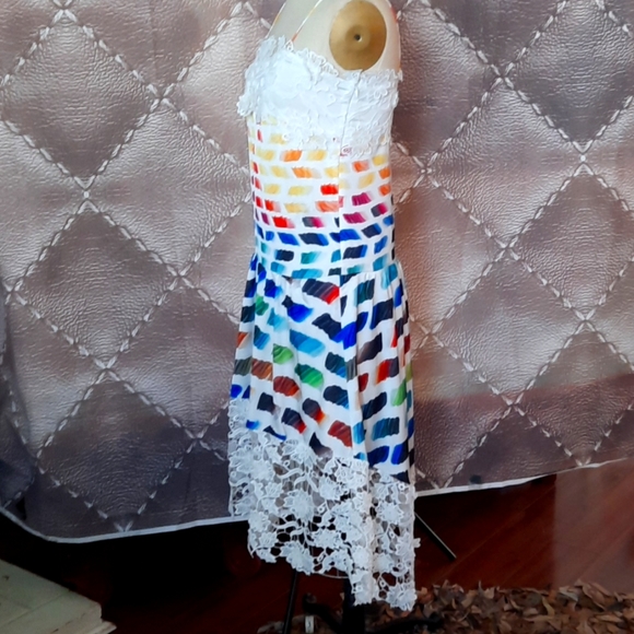 Color Palette Print and Lace Summer Dress - Picture 6 of 12